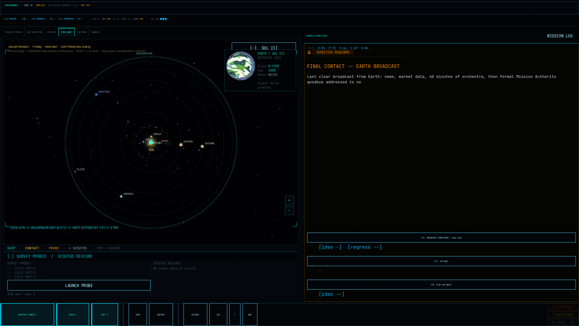 Star chart navigation, plotting a route past the heliopause, year 38