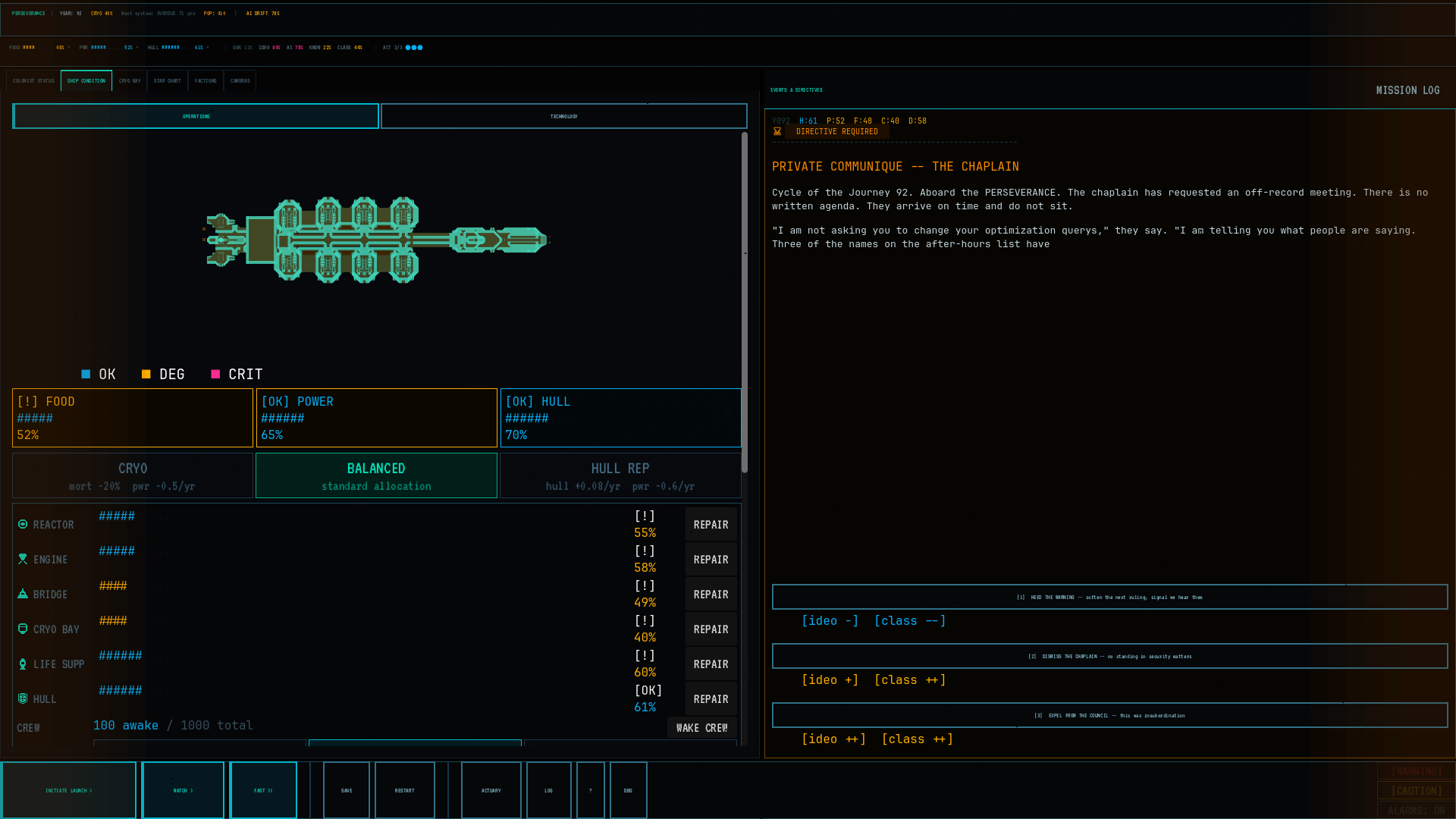 Cultural drift corrupts the mission log text, year 92