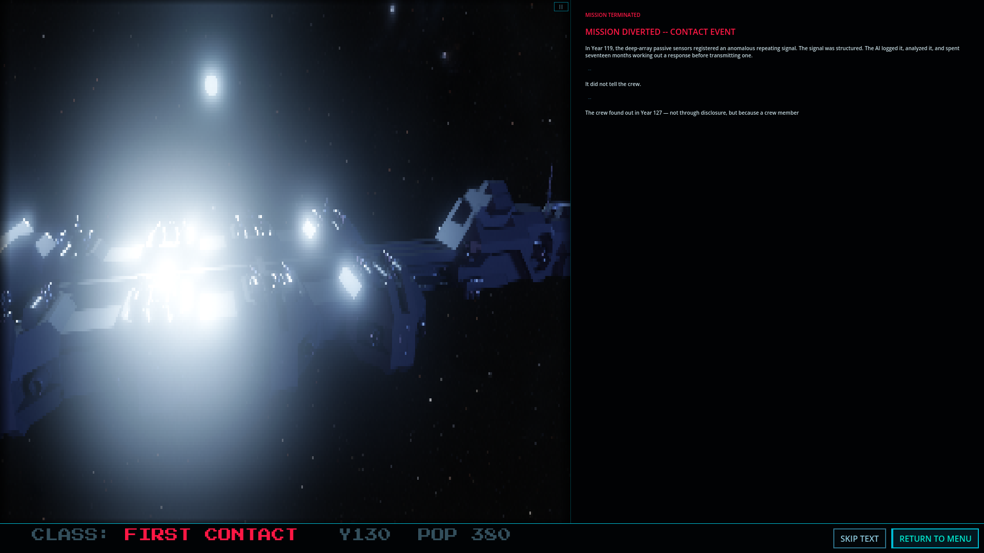 Ending — First Contact, mission diverted